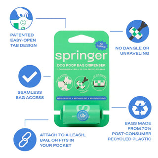 Premium Dog Poop Bag Dispenser - 1 Roll / 15 Bags