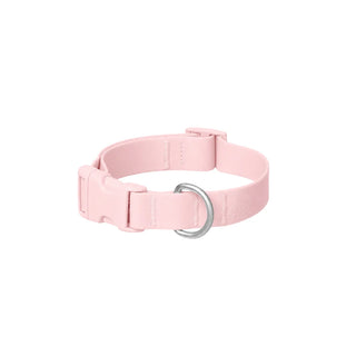 Baby Pink waterproof dog collar with matching buckle and silver D-ring on a white background